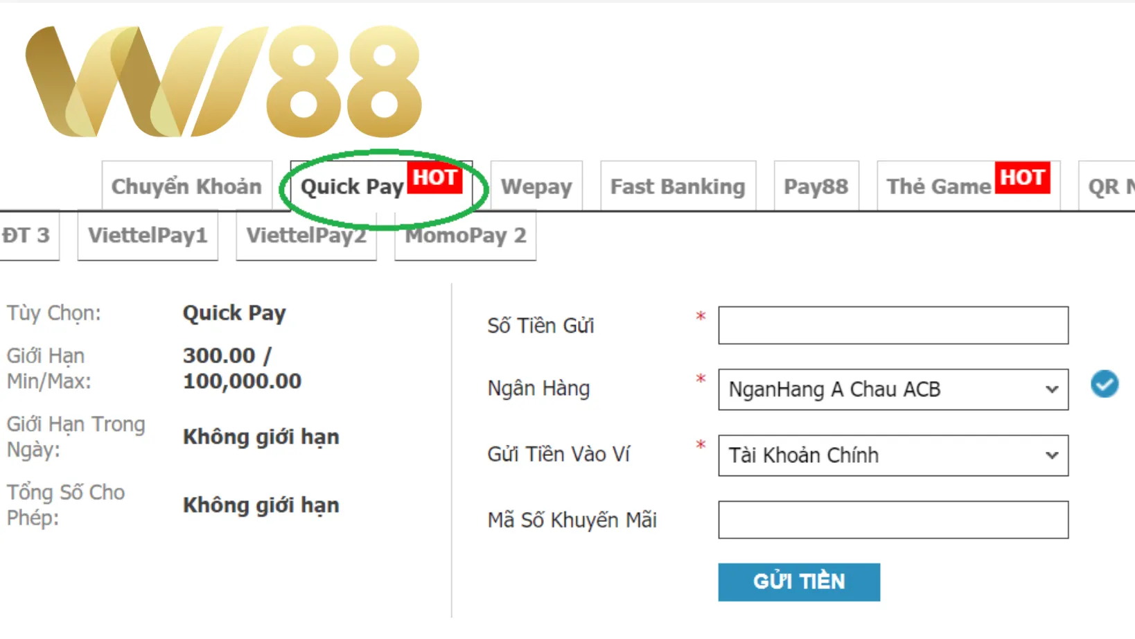 Hướng dẫn nạp tiền Wi88 - Điền đầy đủ thông tin Hướng dẫn nạp tiền Wi88 - Điền đầy đủ thông tin